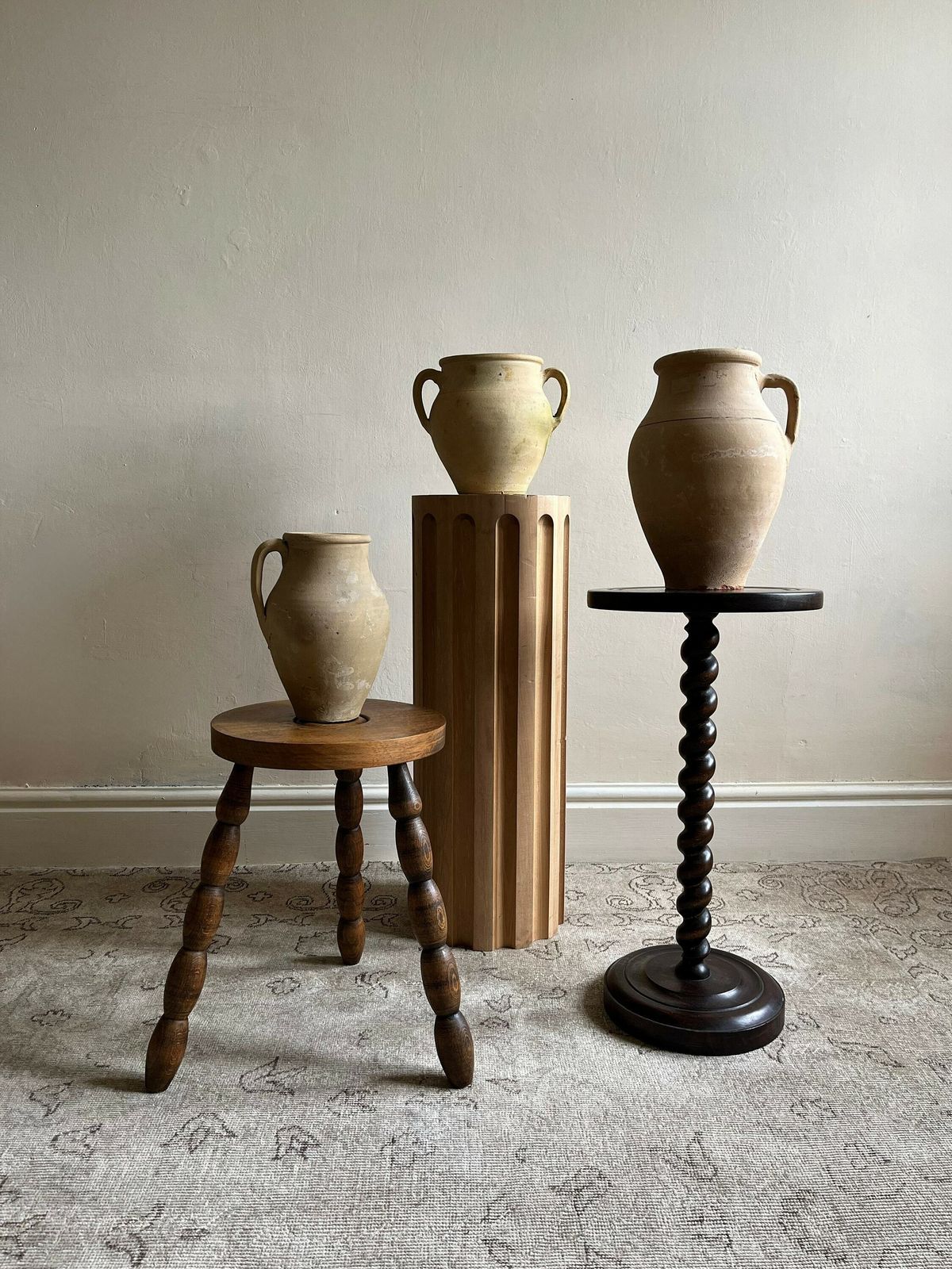 Twin Handled Antique Terracotta Pot Vessel Planter, Unique Rustic Handmade Mediterranean Piece photo for sale