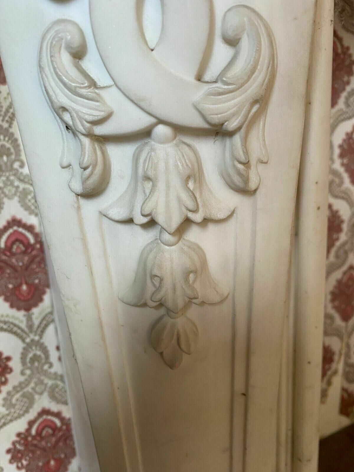 14986.08 Louis XV Style Fireplace In White Carrara Marble 19th Century photo