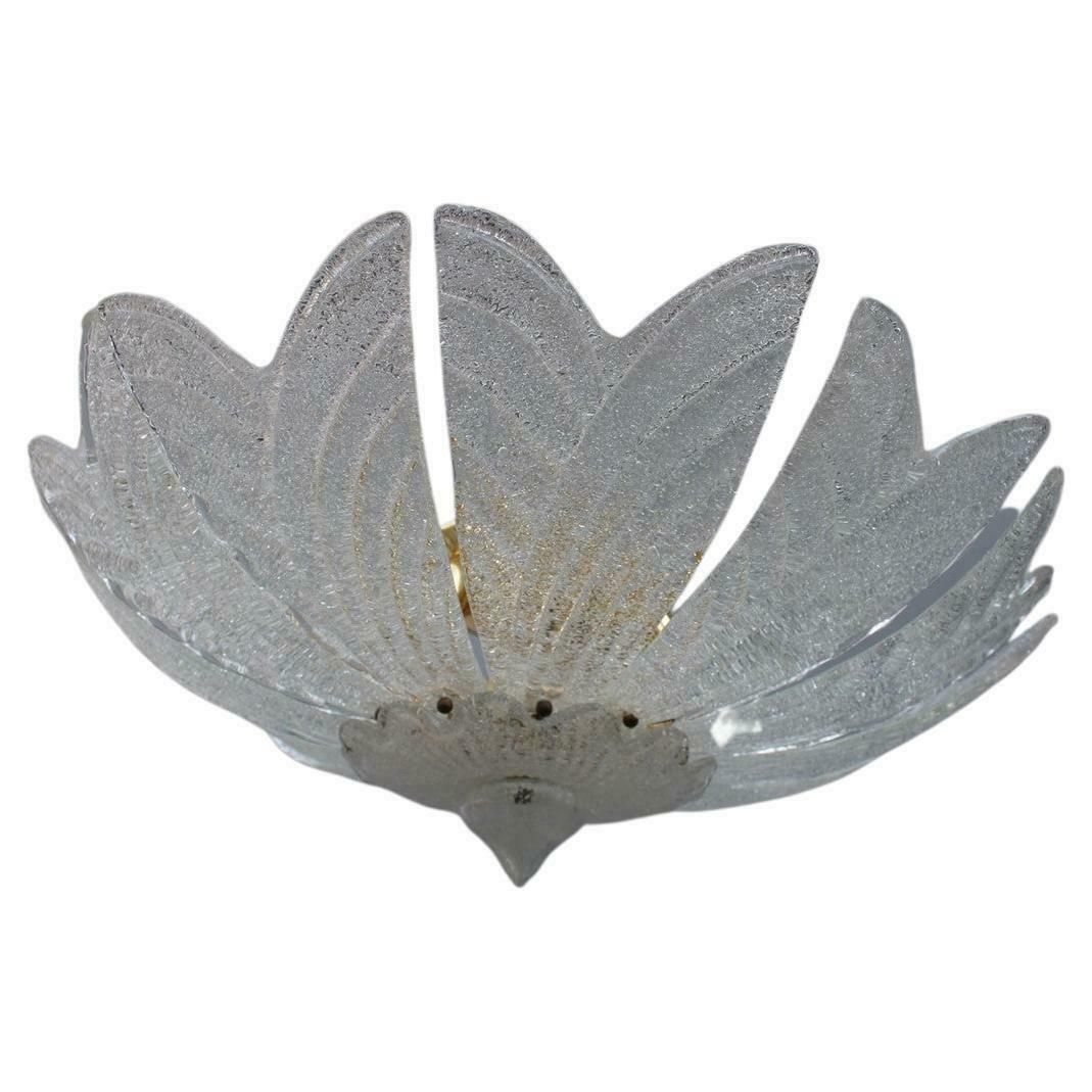 Flower Ceiling Lamp In Murano Glass And Brass 1970 Italy