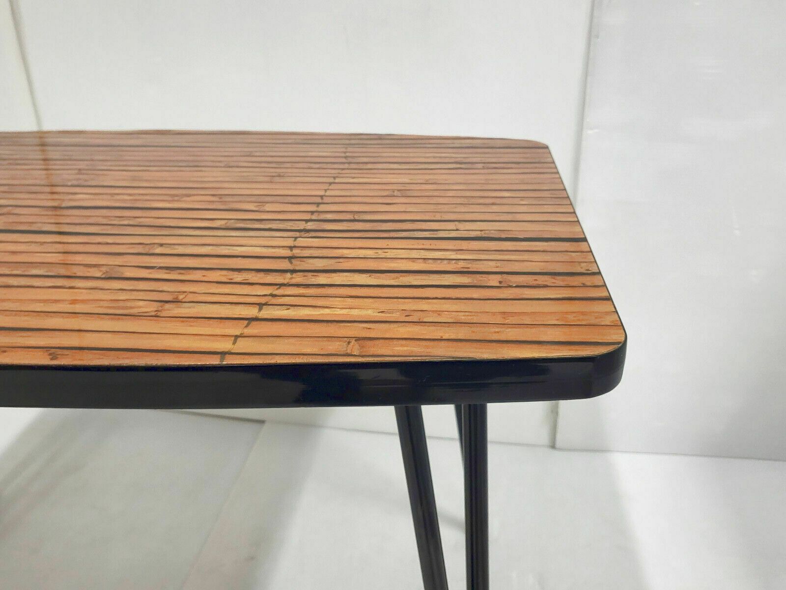 Vintage 1950 Formica Imitation Bamboo & Steel 50s Rockabilly 50s Side Table photo Furniture