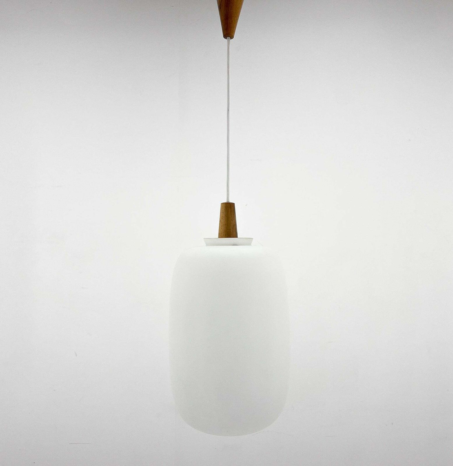 1960s Wood And Glass Pendant Light By Uluv, Czechoslovakia, Marked By Manufactur