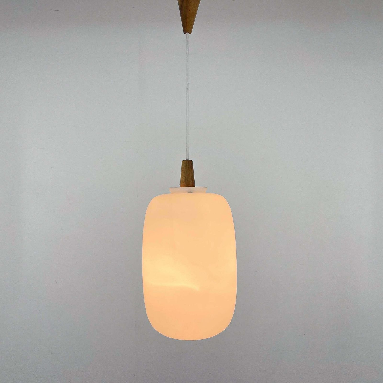 1960s Wood And Glass Pendant Light By Uluv, Czechoslovakia, Marked By Manufactur photo furniture