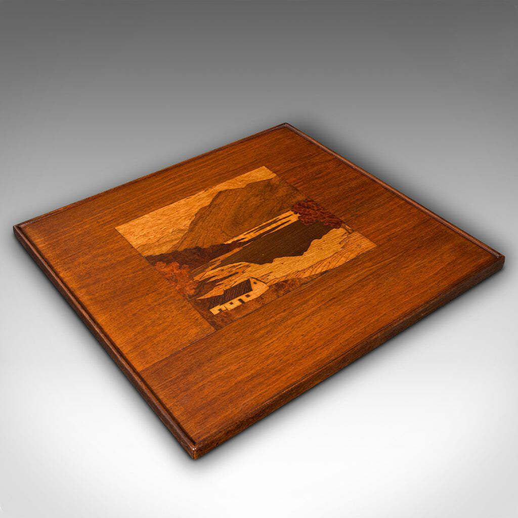 Antique Marquetry Landscape Panel, English, Decorative, Ben Lomond, Edwardian photo 495.0