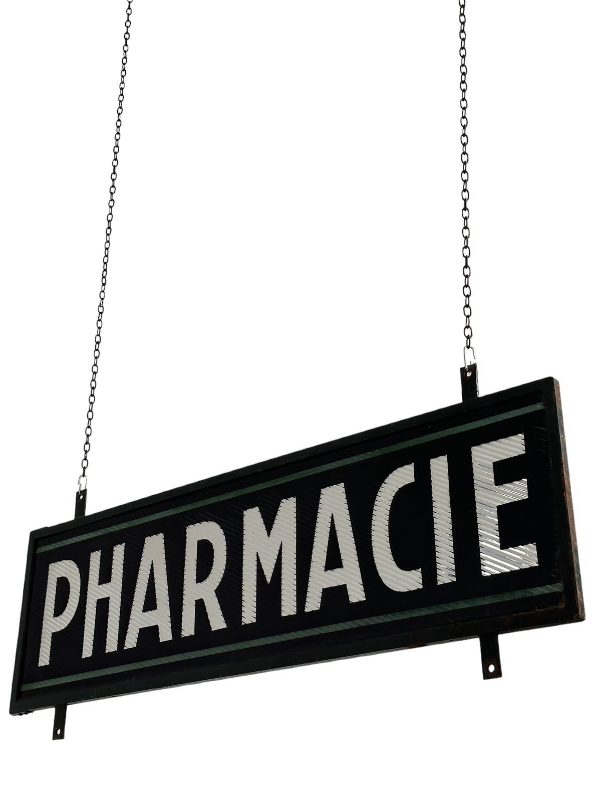 Antique French Double Sided Glass Pharmacy Pharmacie Apothecary Chemist Hanging Sign photo Home Decor