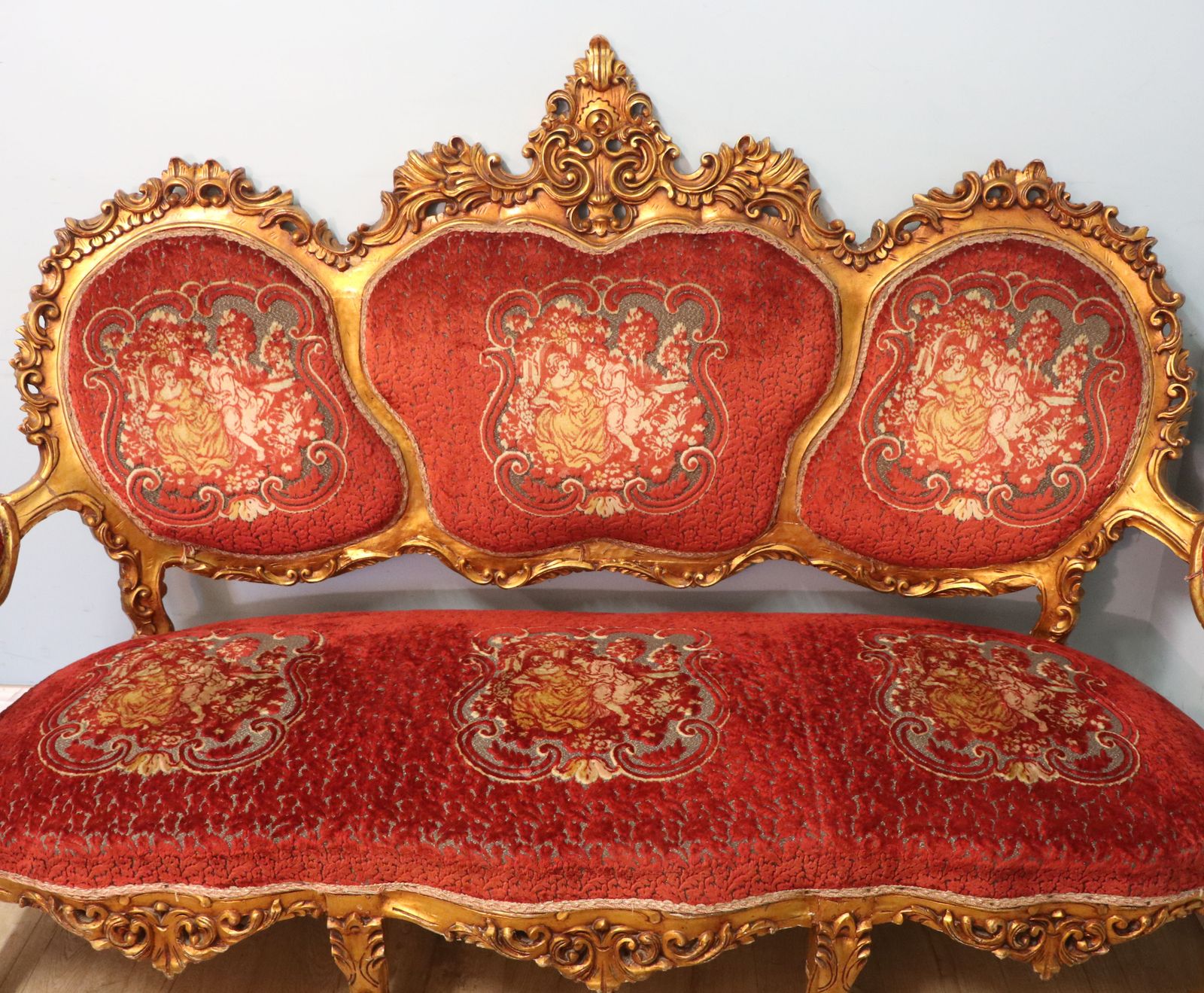 A Lovely French Giltwood Framed Sofa In The Louis XVI Style. photo furniture