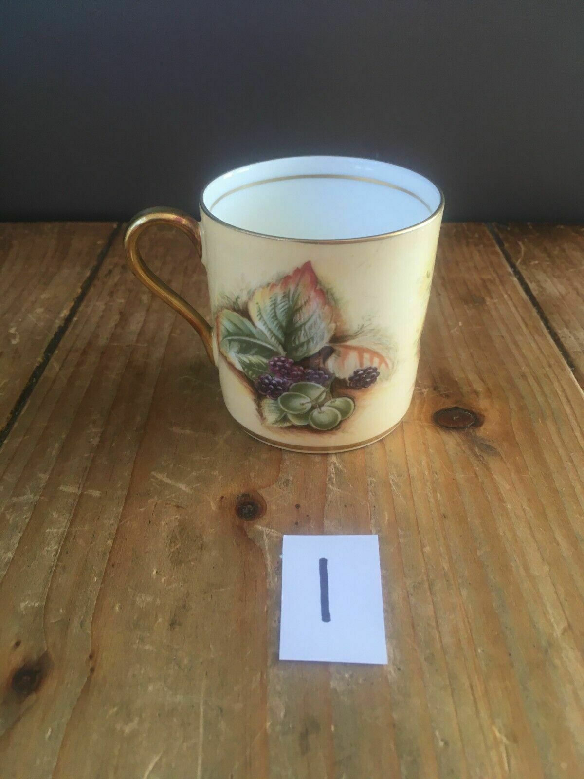 Vintage Aynsley Orchard Gold Fruit Fine China Cabinet Coffee Can Cup & Saucer photo vintage