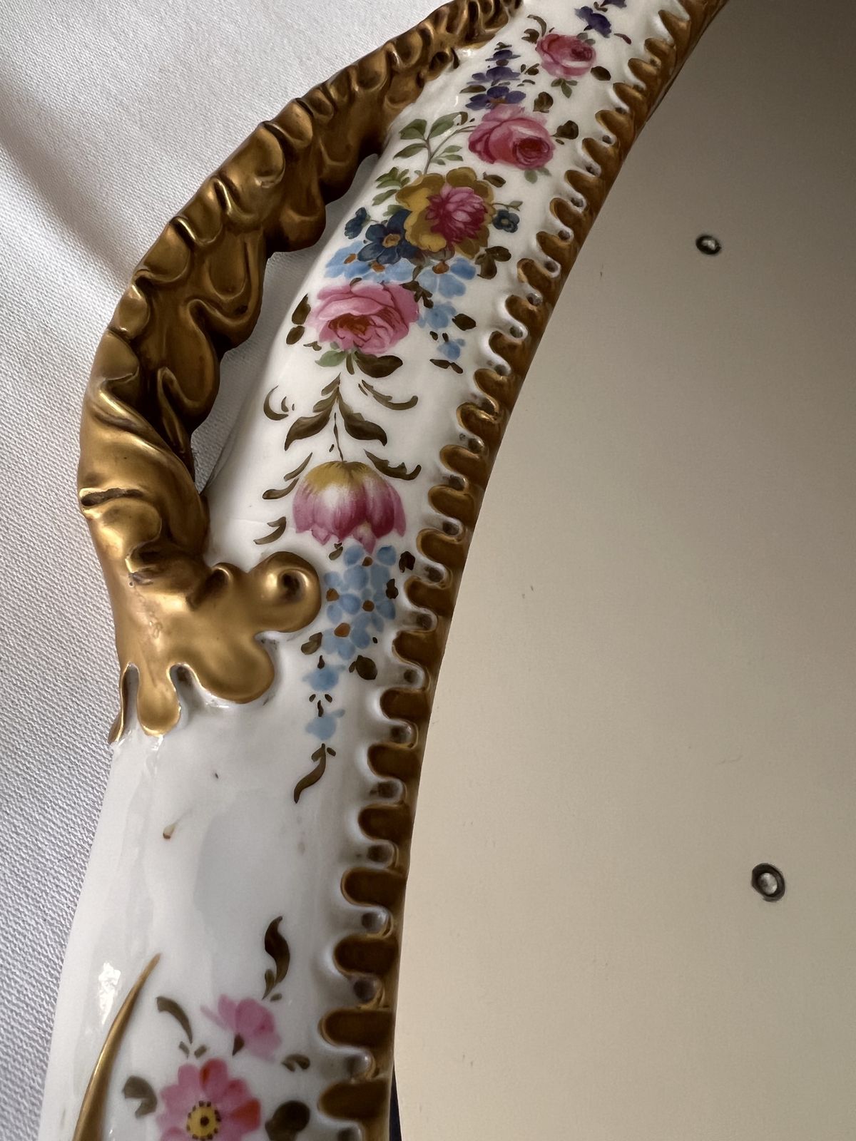 Italian Porcelain Painted And Gilt Mirror photo for sale