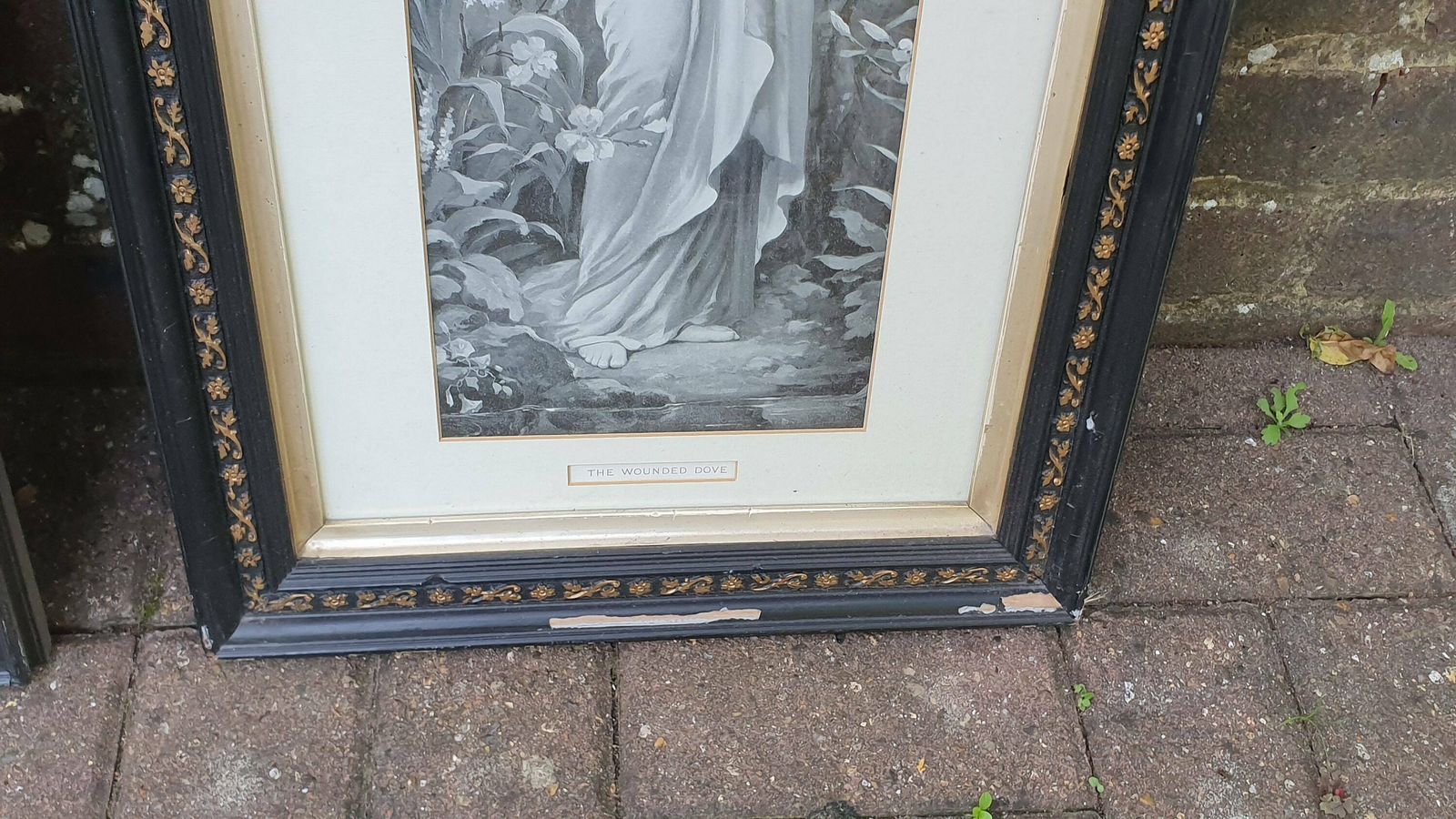Pair Of Vintage Early 20th Century Prints Wounded Dove And Labor Of Love Pretty Lady With Doves Print photo vinterior