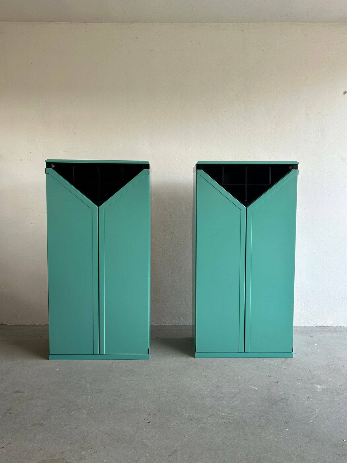 Pair Of Postmodern Memphis Style Mint Green Bar Cabinets By Kapo Möbelwerkstätten, 1980s Austria