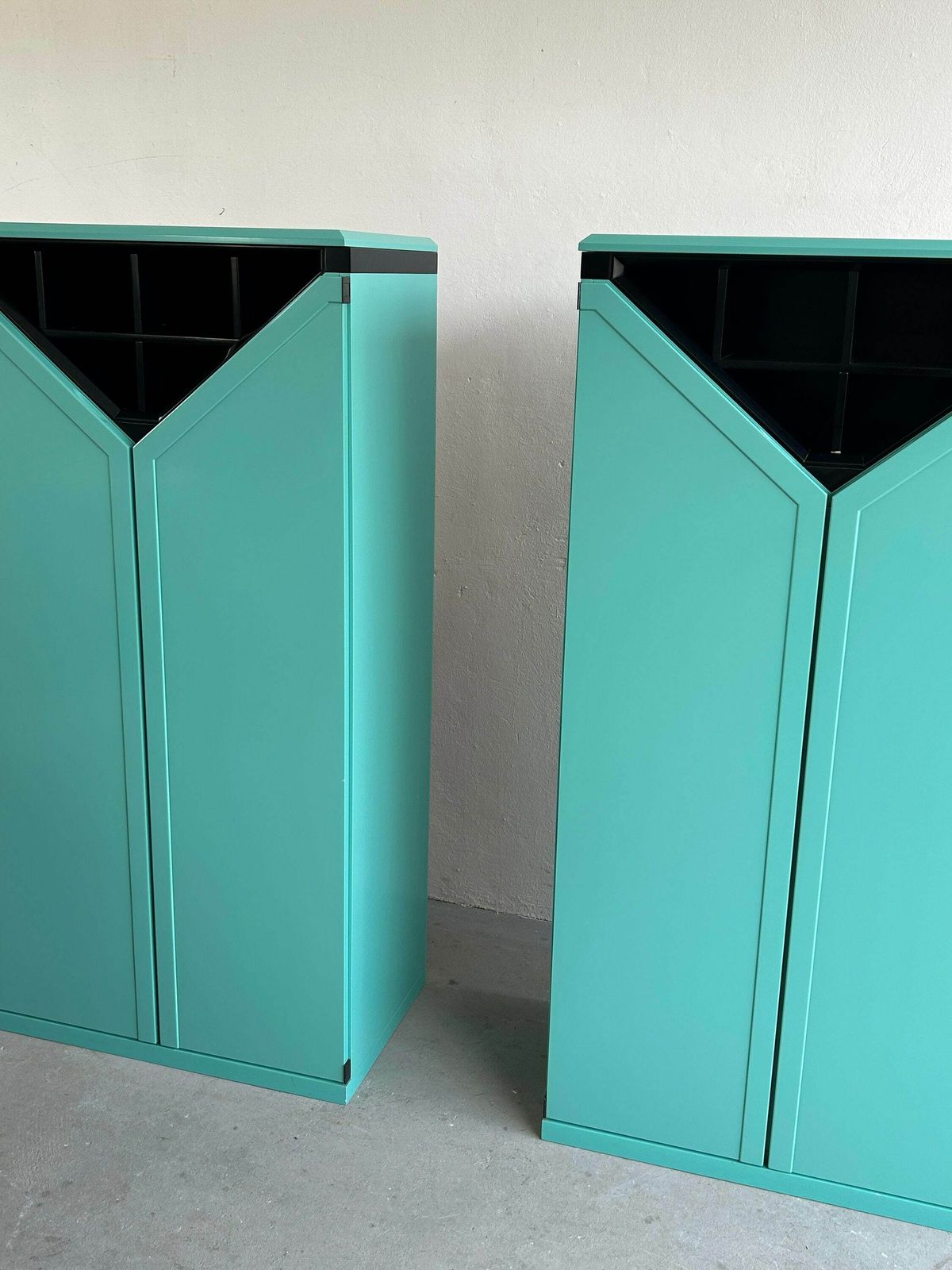 Pair Of Postmodern Memphis Style Mint Green Bar Cabinets By Kapo Möbelwerkstätten, 1980s Austria photo for sale