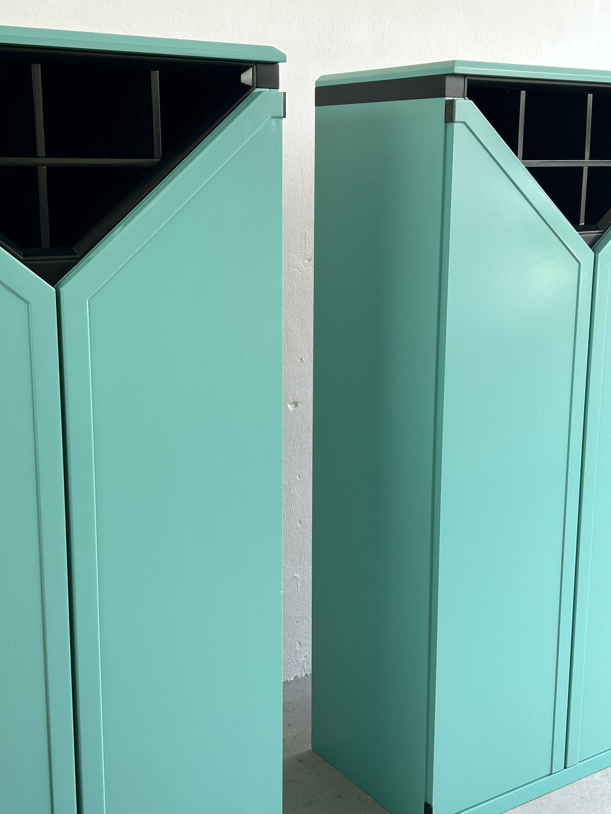 Pair Of Postmodern Memphis Style Mint Green Bar Cabinets By Kapo Möbelwerkstätten, 1980s Austria photo 3761.0