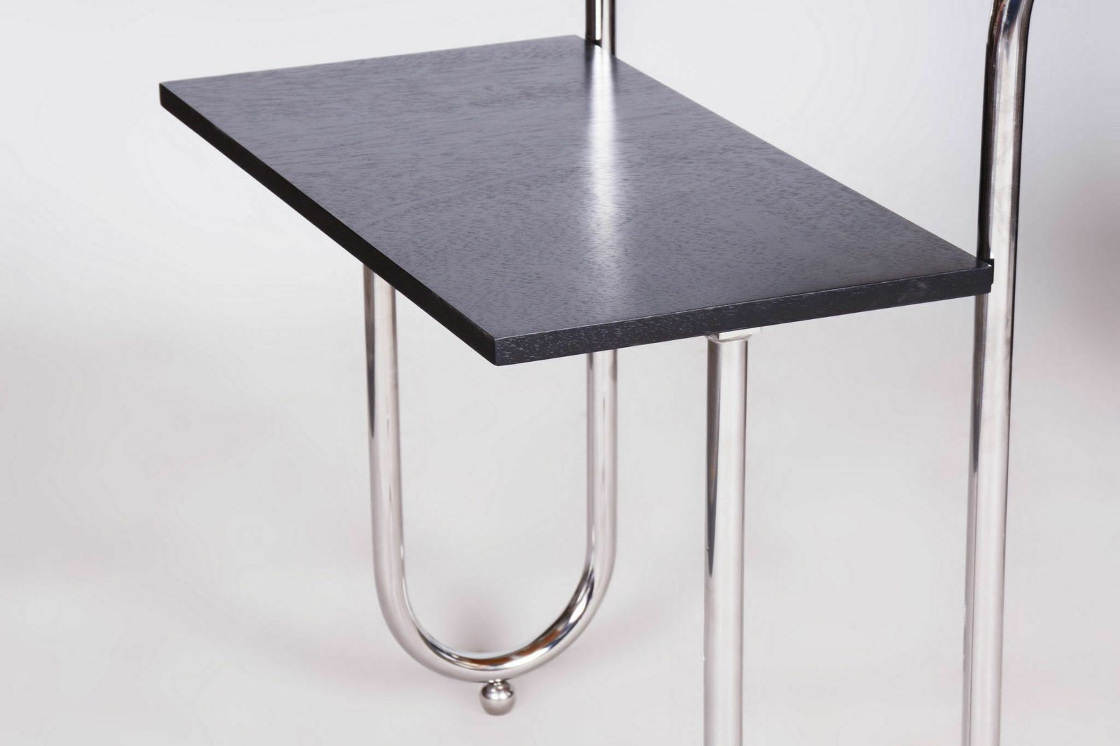 Restored Bauhaus Oak Writing Desk, Designed By French Architect André Lurcat, Made By Robert Slezak, Chrome Plated Steel, Czechia, 1930s photo 3500.0