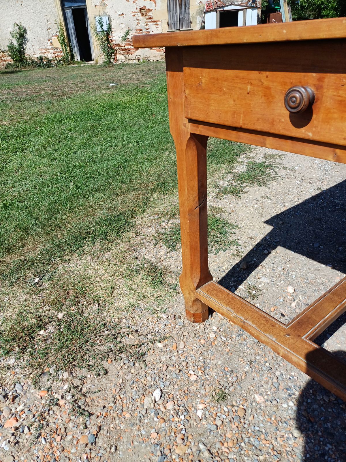 photo buy 19th Century Country Farmhouse Table In Cherry, 3 Drawers.