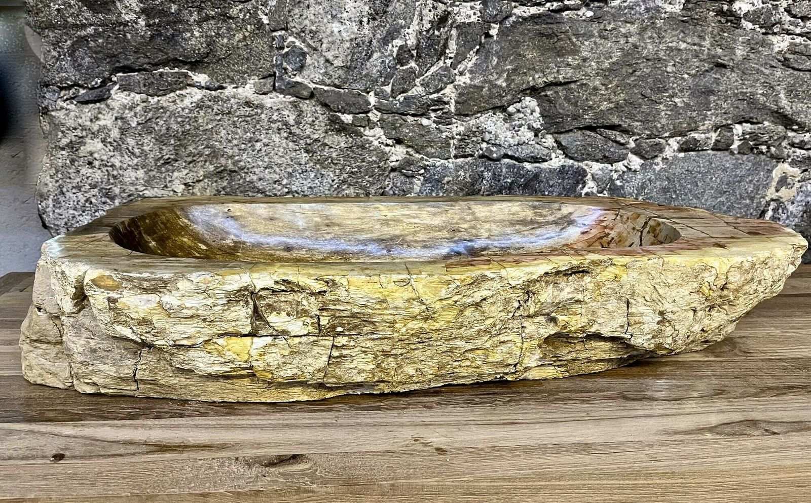 Petrified Wood Sink Beige/ Yellow & Brown Tones, Organic Modern   Top Quality photo furniture