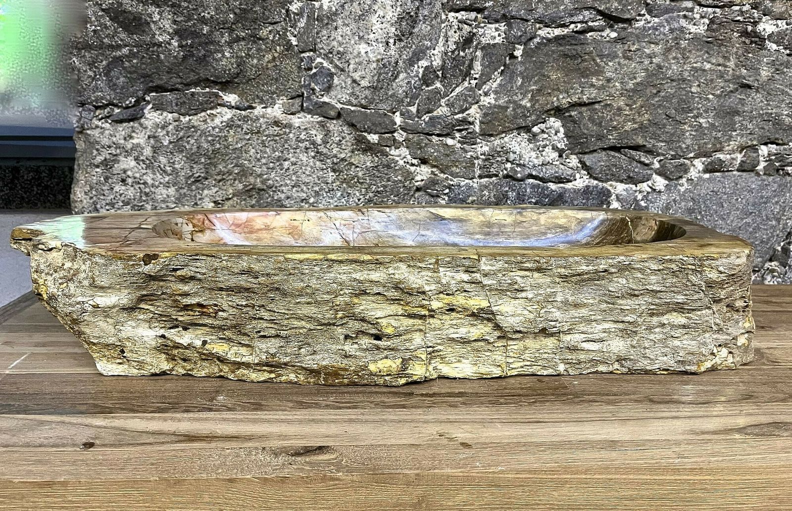 Petrified Wood Sink Beige/ Yellow & Brown Tones, Organic Modern   Top Quality photo buy