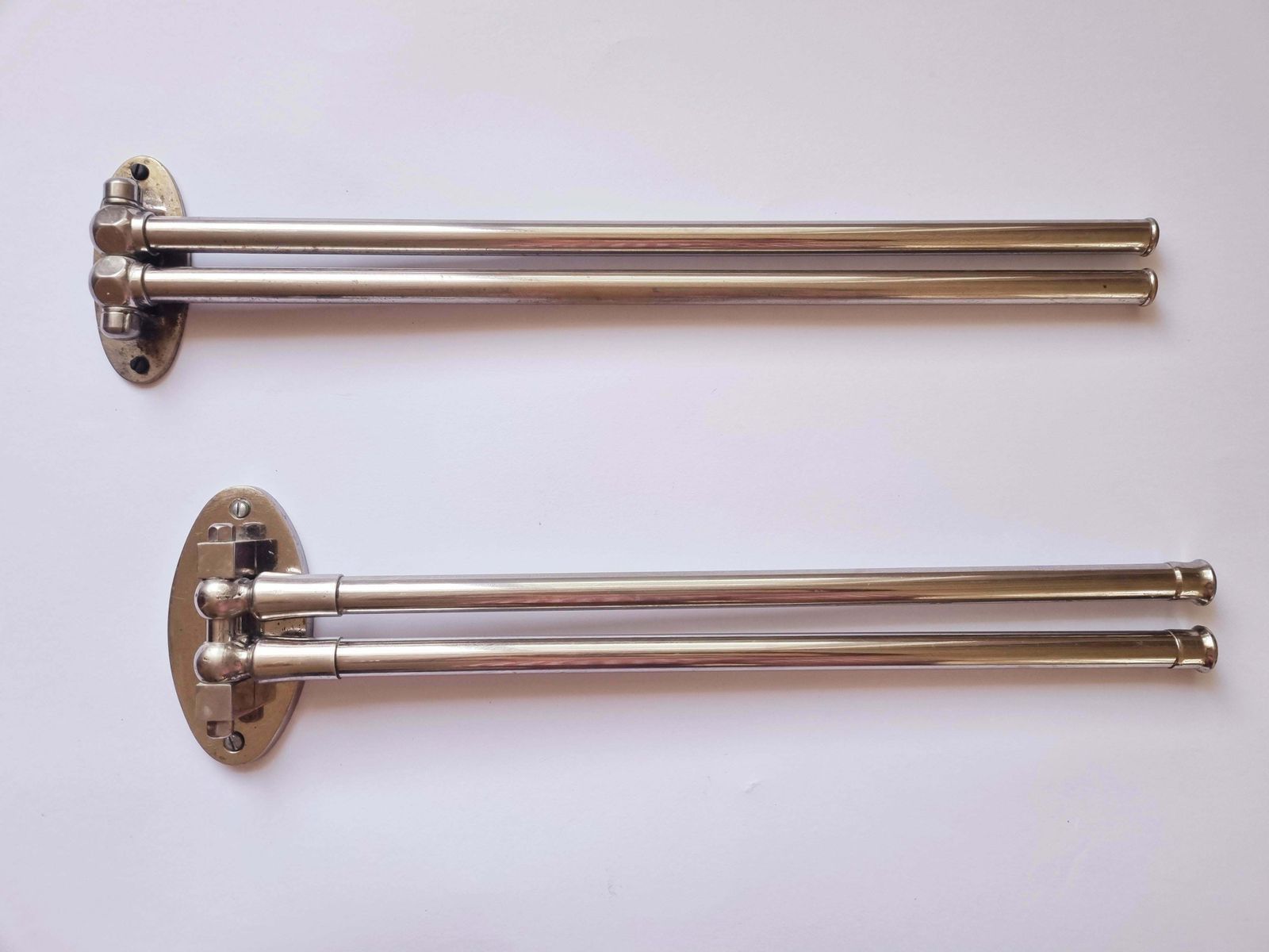 Set Of Two Functionalism, Art Deco Chrome Towel Holders, 1930s photo for sale