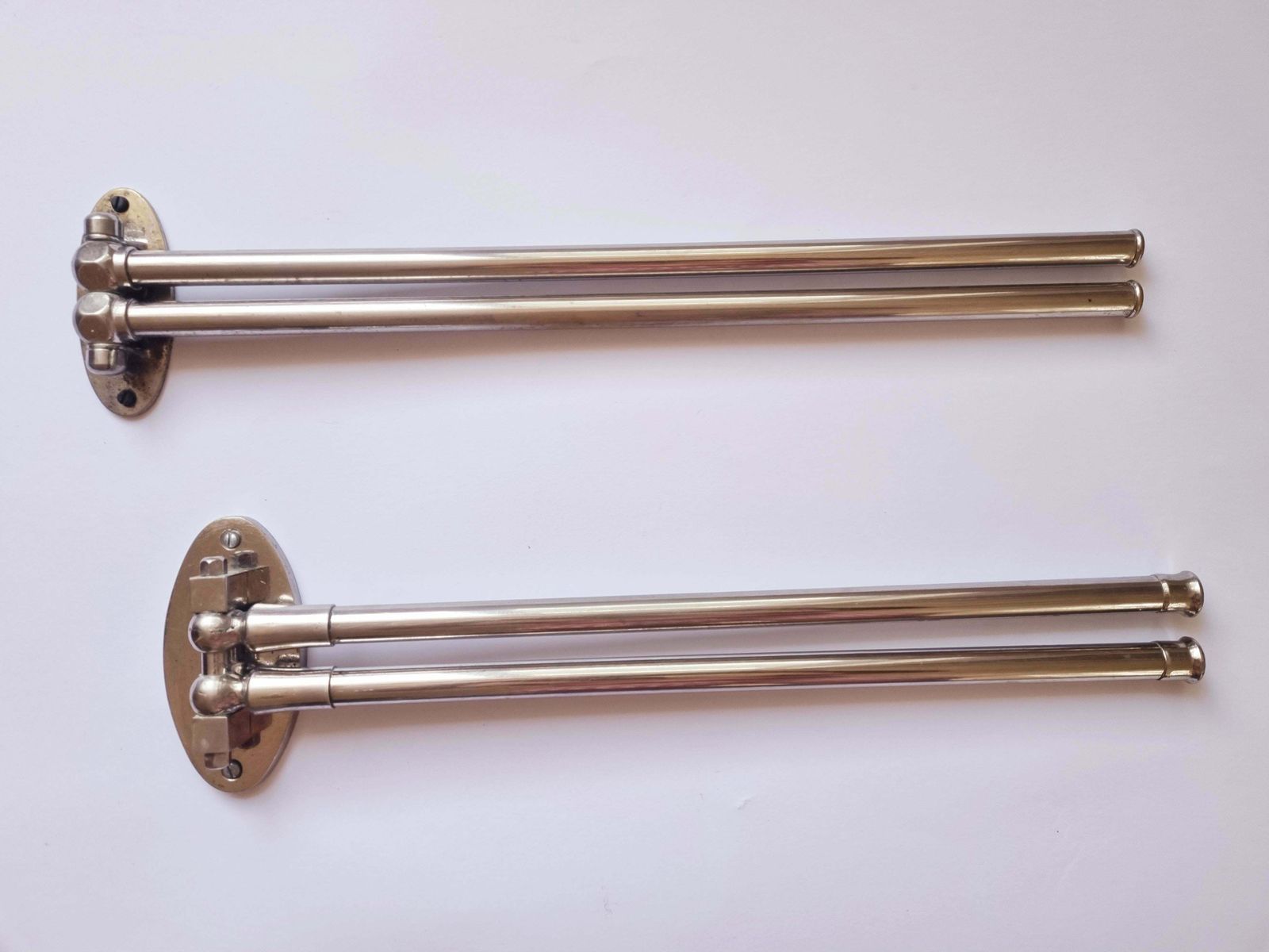 Set Of Two Functionalism, Art Deco Chrome Towel Holders, 1930s photo vintage