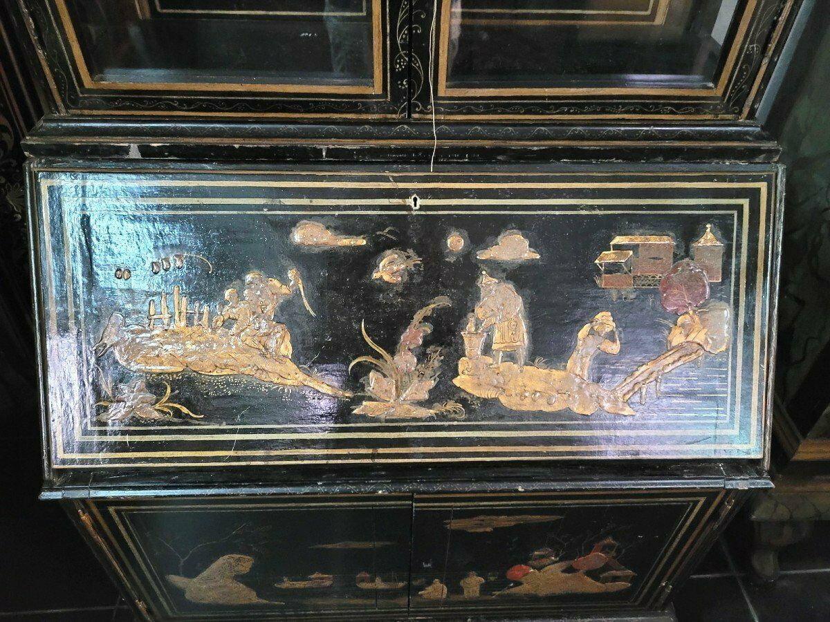 Large Scriban Showcase In Lacquered Wood, Chinoiserie, Late 18th Early 19th Century photo 5400.0