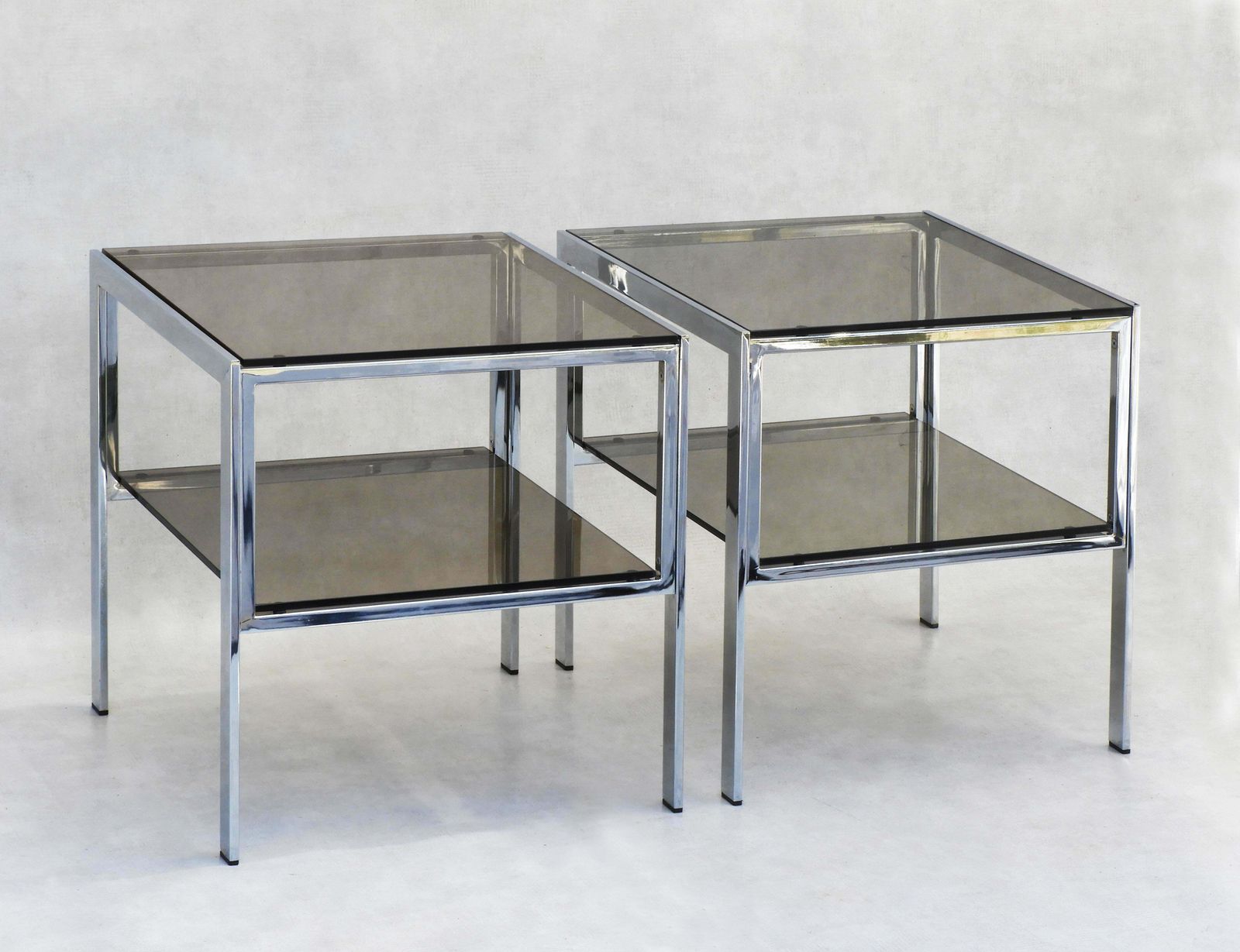 Chrome And Smoked Glass Side Tables C1970s France photo 2171.24
