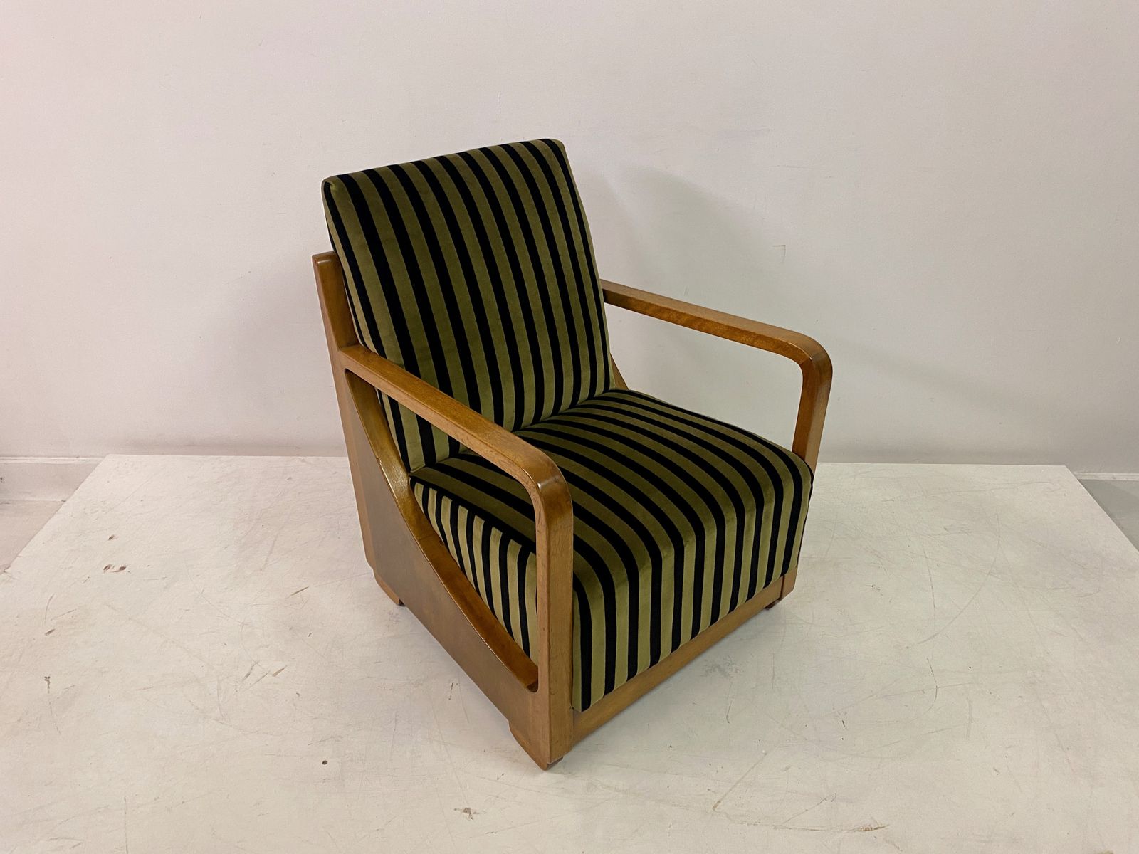 1930s Dutch Armchair In Striped Velvet photo for sale