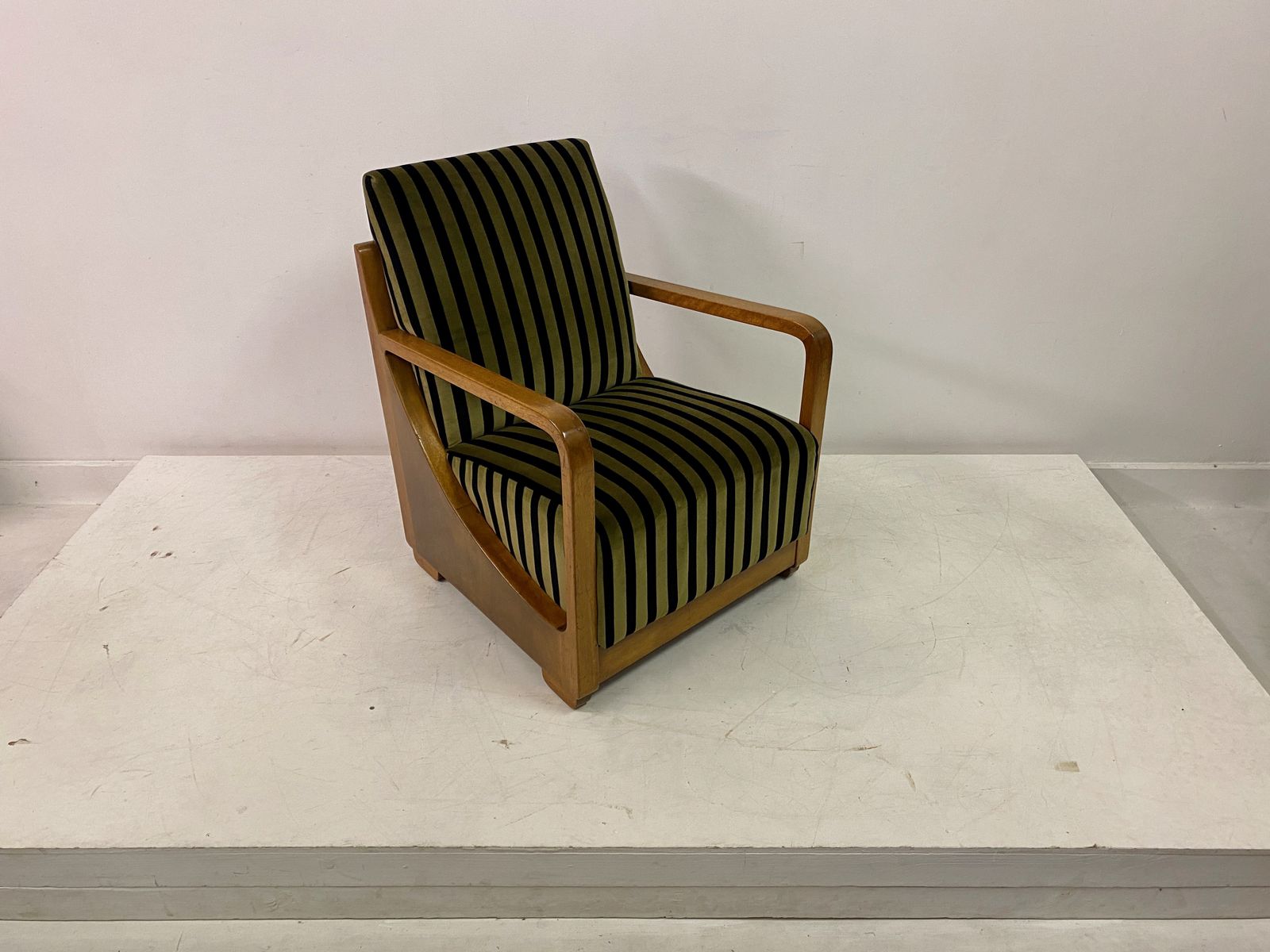 1930s Dutch Armchair In Striped Velvet photo vinterior