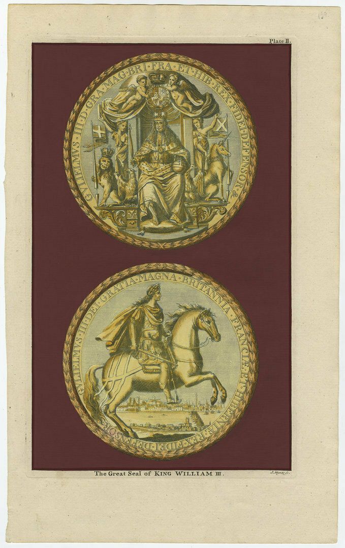 Antique Print Of The Seal Of King William III