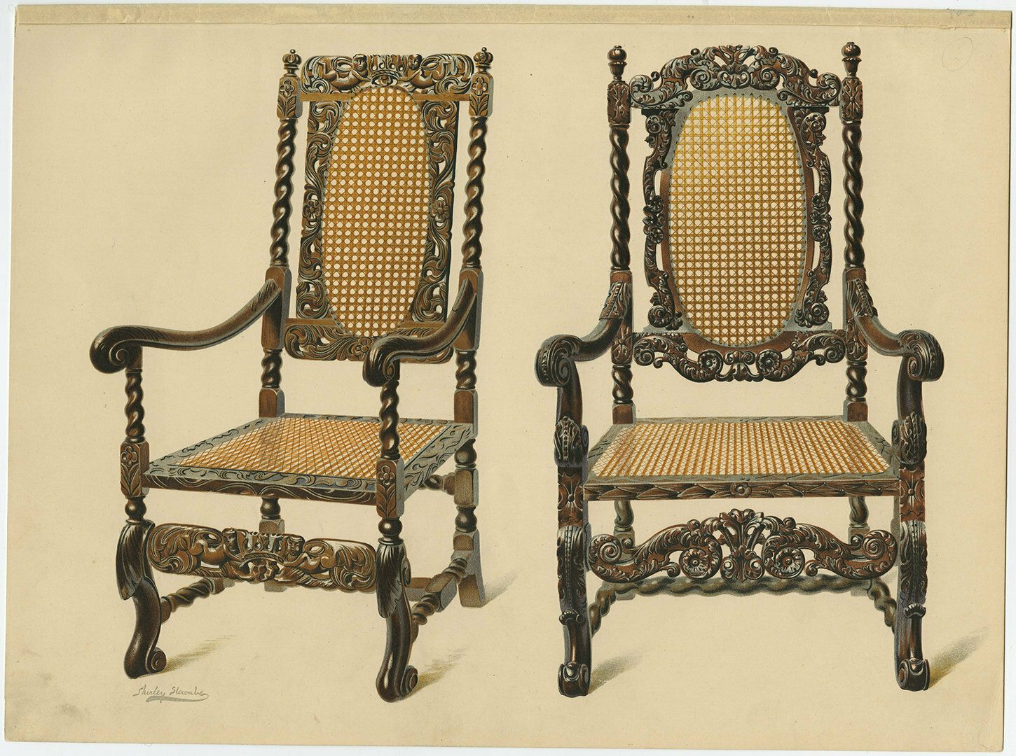 Antique Print Of English Furniture 'Two Chairs'