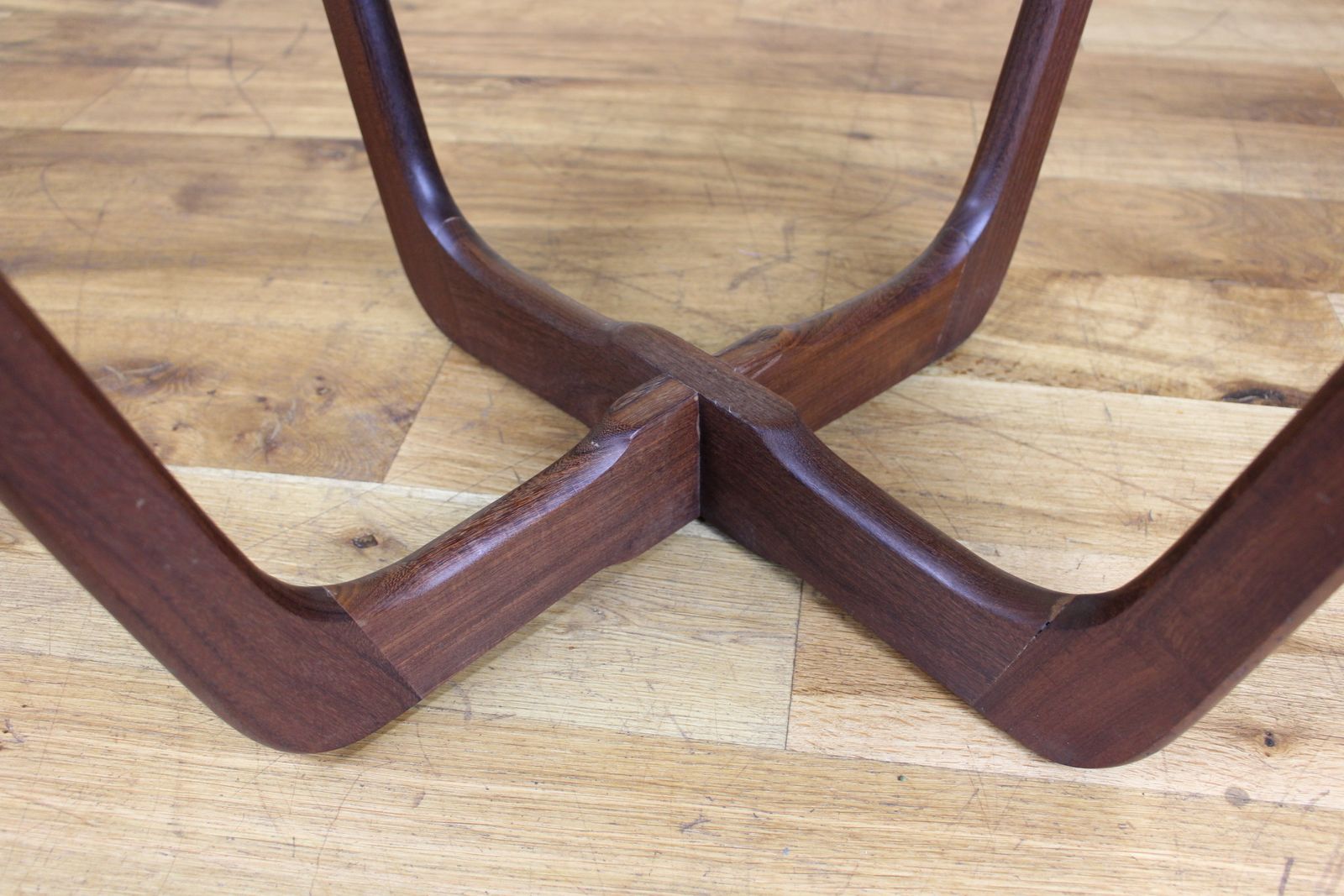1960’s British Mirrored Teak Circular Glass Coffee Table photo furniture