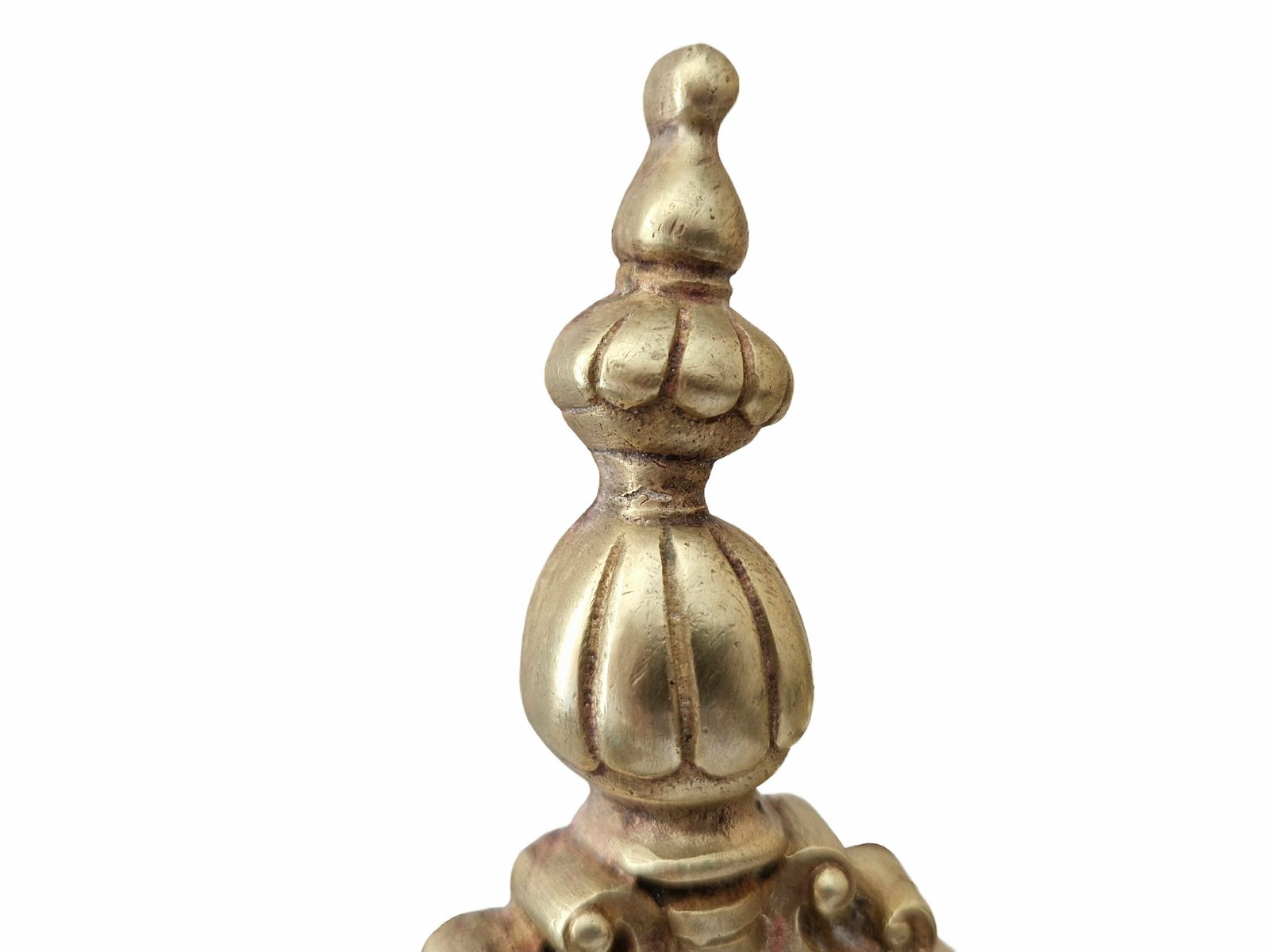 photo furniture Antique French Brass Fireplace Chenets, A Pair, 19th Century Provincial Andirons