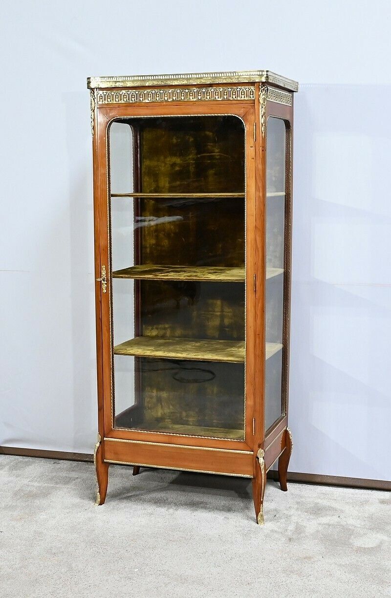 Small Showcase In Solid Cherry, Louis XV Louis XVI Transition – Early 20th Century