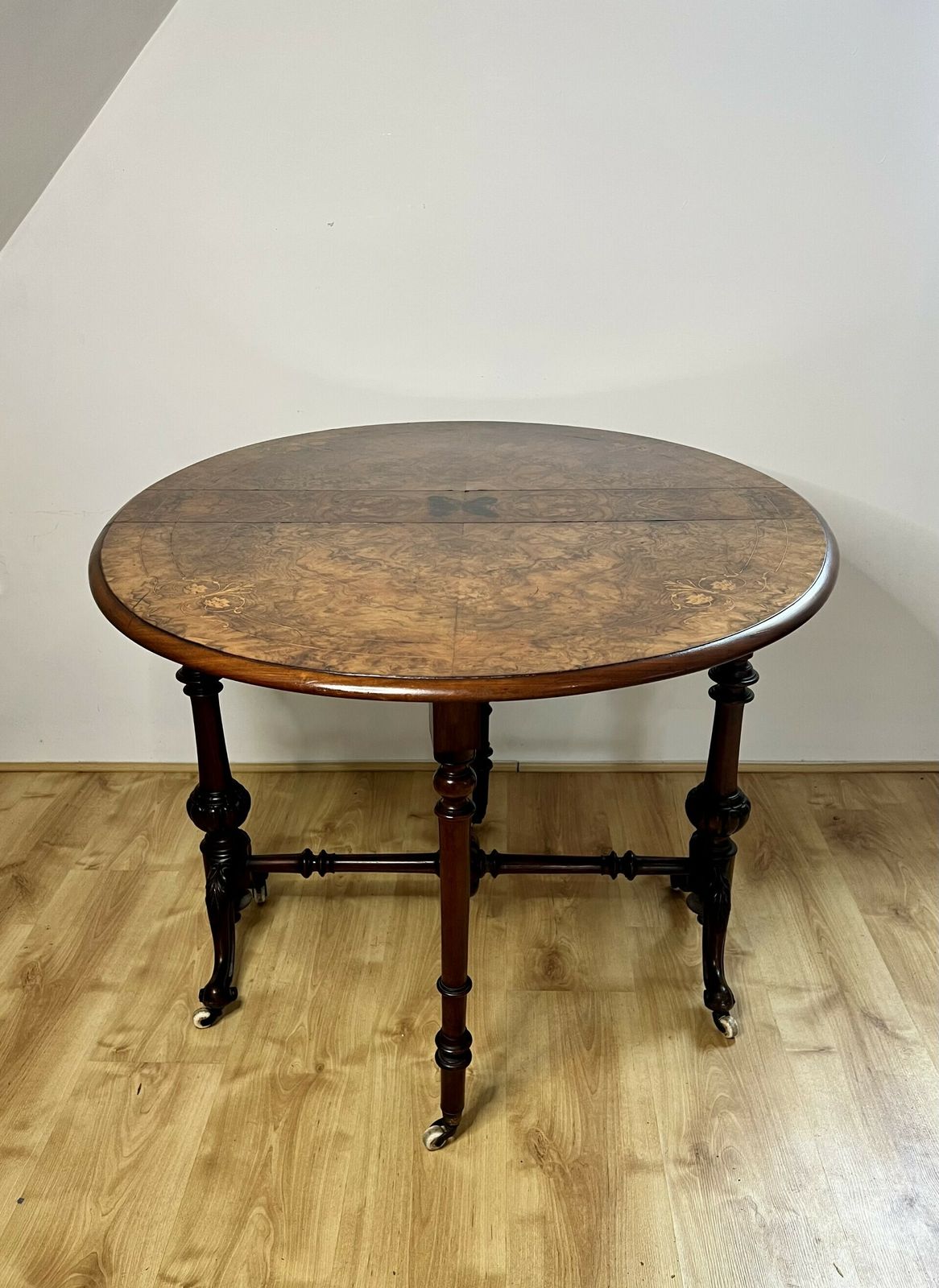 photo buy Fantastic Quality Victorian Burr Walnut Inlaid Sutherland Table