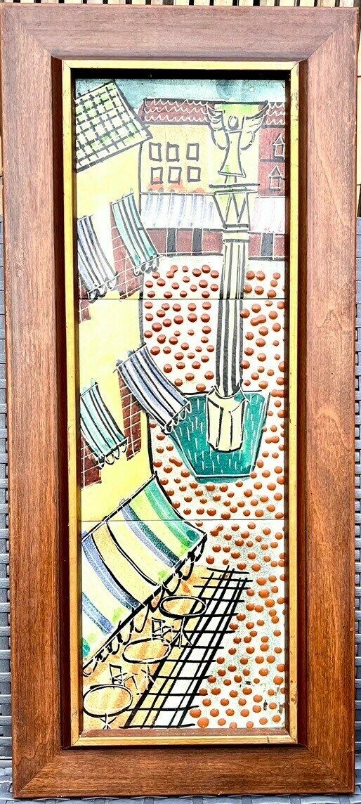 Harris G Strong (American Artist) 1960s Framed Ceramic Sculpture Tile photo Art