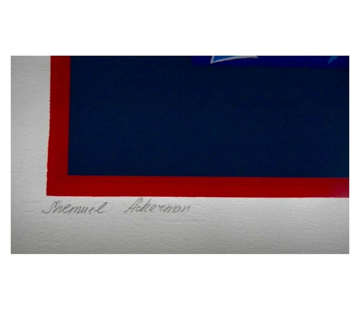 Hand Signed Large Vintage Screen Print Samuel Ackerman (Ukrainian   French   Israeli) Contemporary Abstract Artist photo for sale