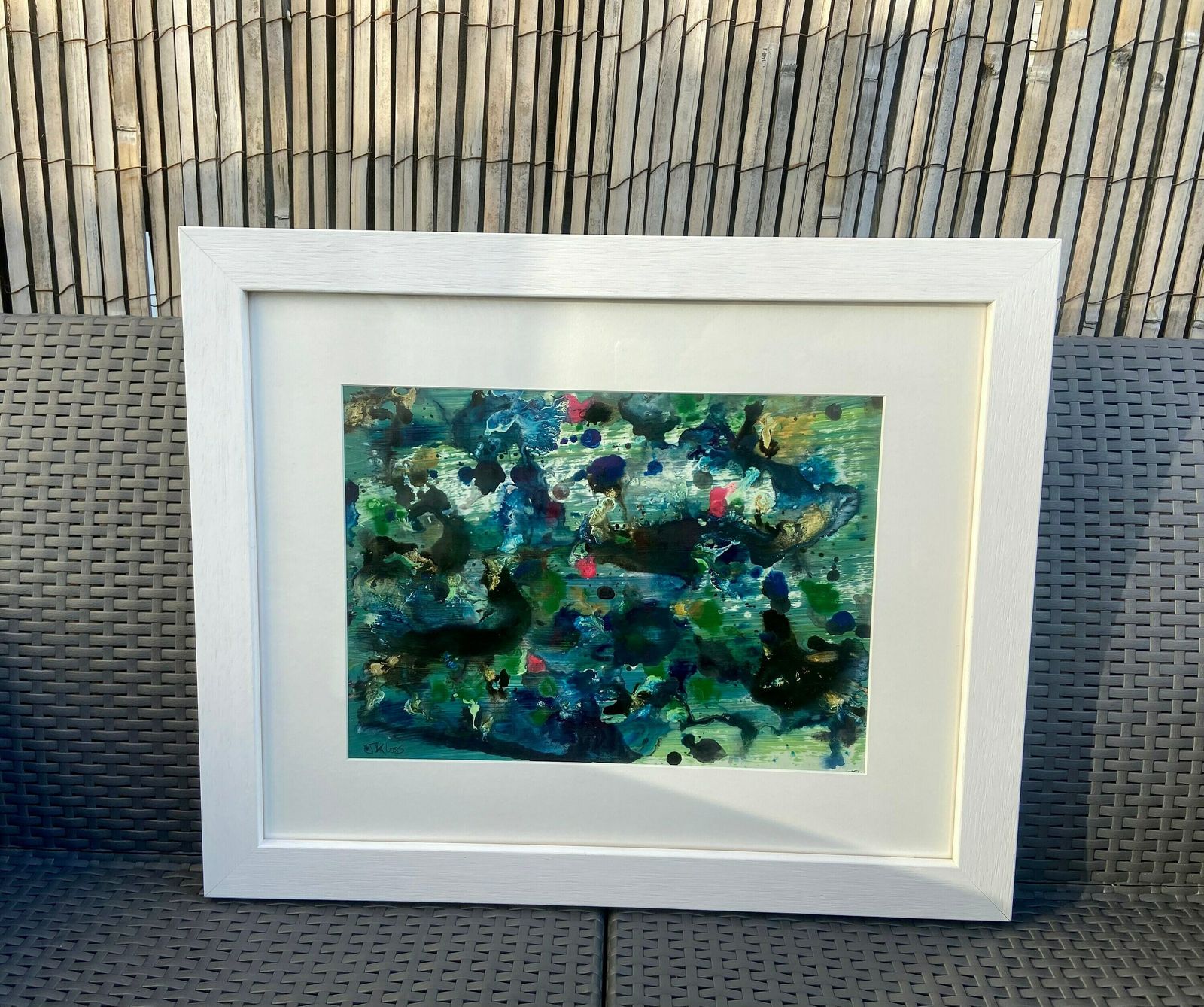 Original Framed Mixed Media Painting ‘Untitled’ J Kloss photo furniture