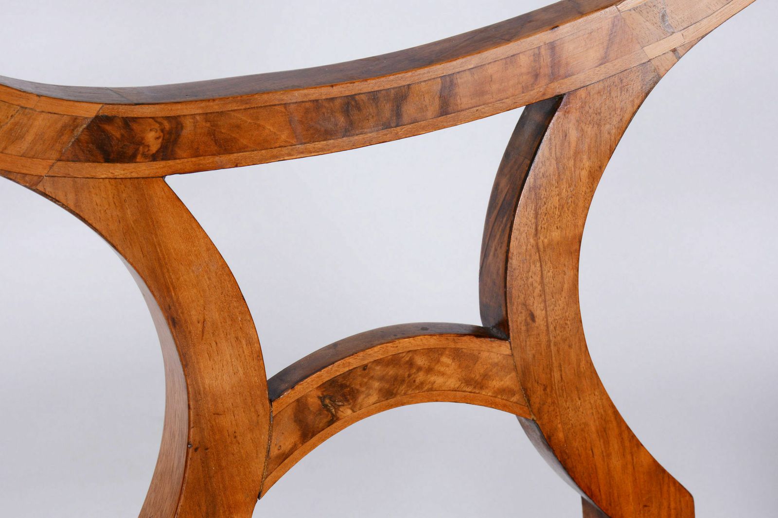 Restored Biedermeier Set Of Four Oak Chairs, Walnut Veneer, Stable Construction, Revived Polish, Vienna, Austria, 1820s photo buy