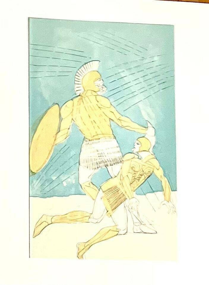 Elisabeth Frink Ra Original Vintage Lithograph The Iliad (1974 Folio Society)