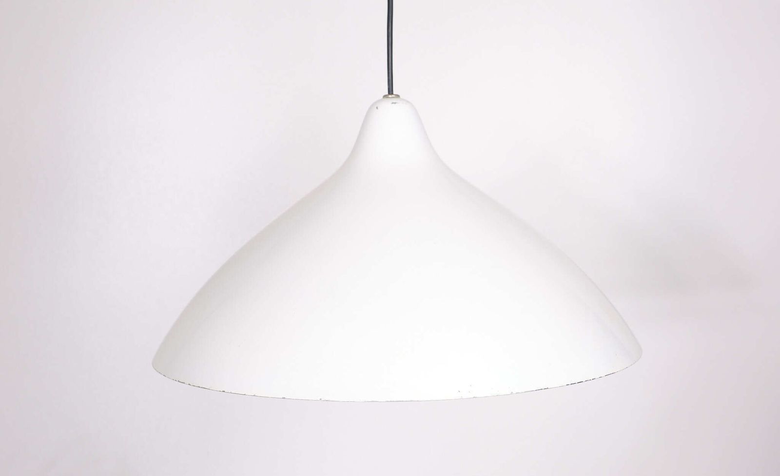 White Pendant Lamp By Lisa Johansson Pape For Orno, Finland 1950s photo vinterior