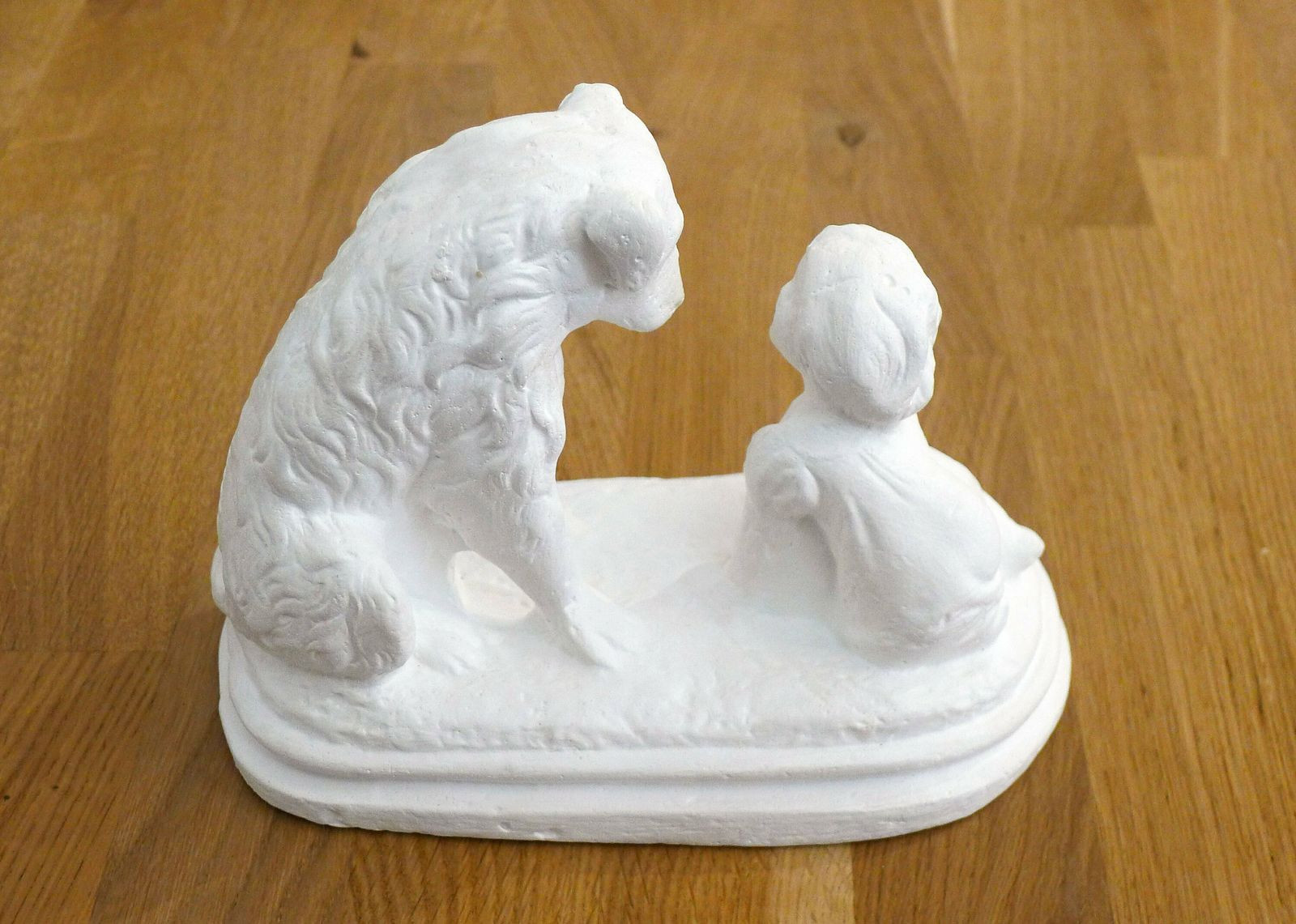 Small Plaster Sculpture Of A Child & A Dog, Belle And Sébastien photo for sale
