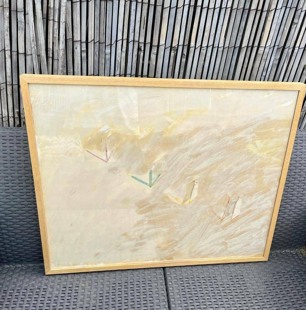 Original Rare Vintage Pinchas Cohen Gan Oil And Collage On Cardboard ‘New York’