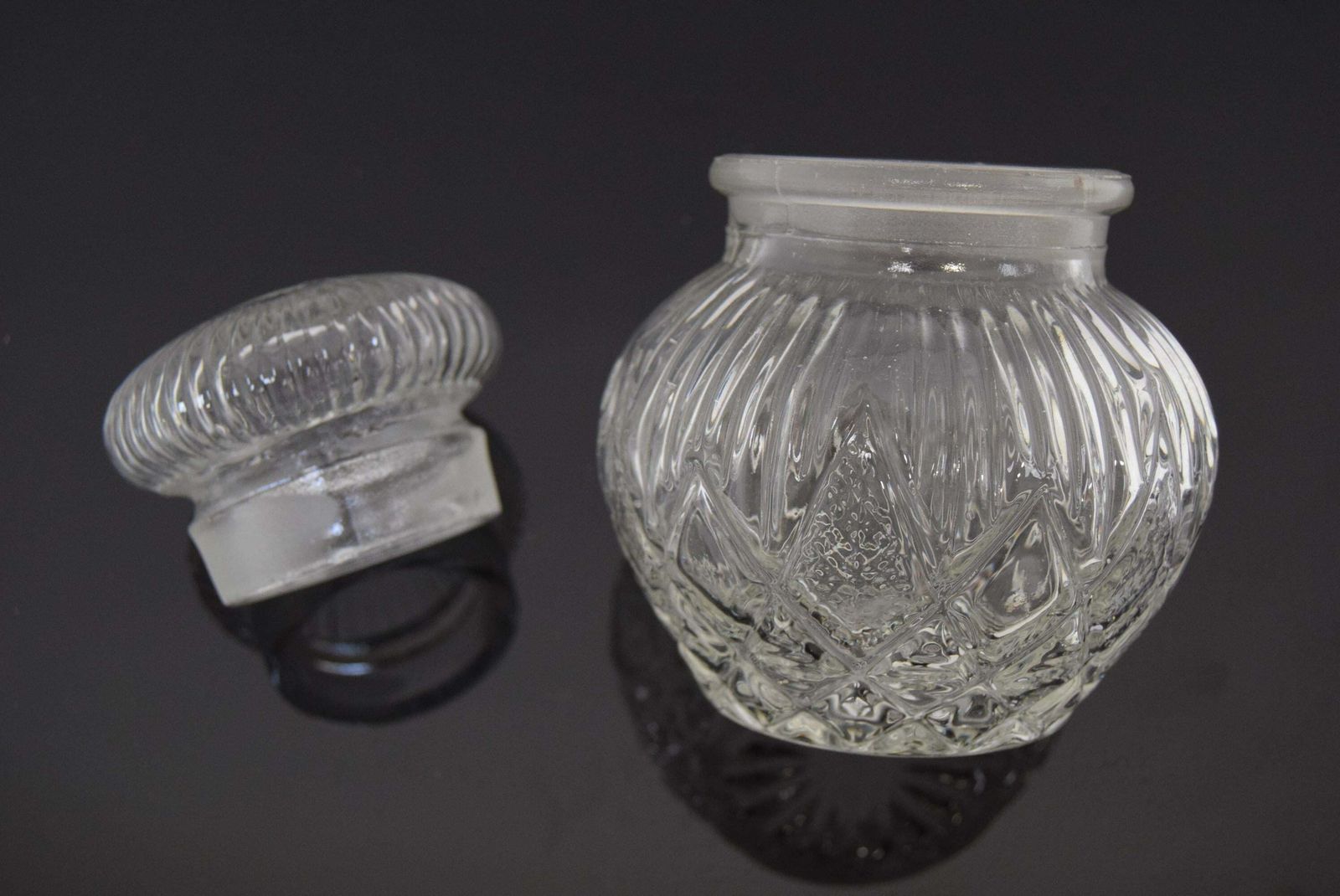 Mid Century Crystal Glass Can, 1950's. photo vintage