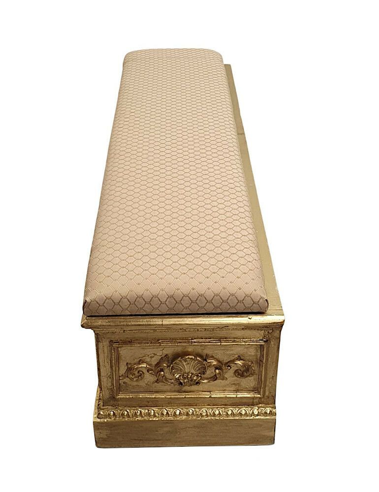 A Very Rare 19th Century Giltwood Country House Jardineire Converted To A Long Stool photo vinterior