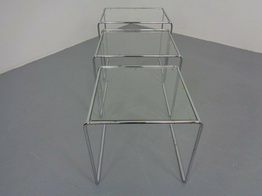 Glass & Chrome Nesting Tables, 1960s, Set Of 3 photo buy