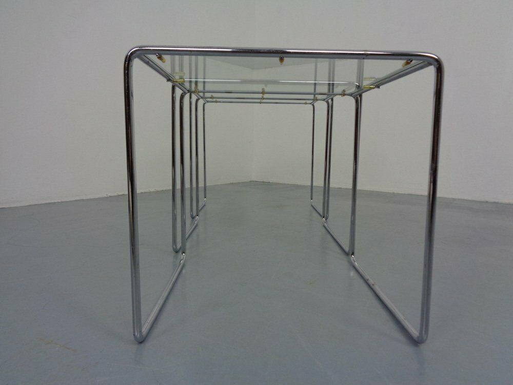 Glass & Chrome Nesting Tables, 1960s, Set Of 3 photo vintage