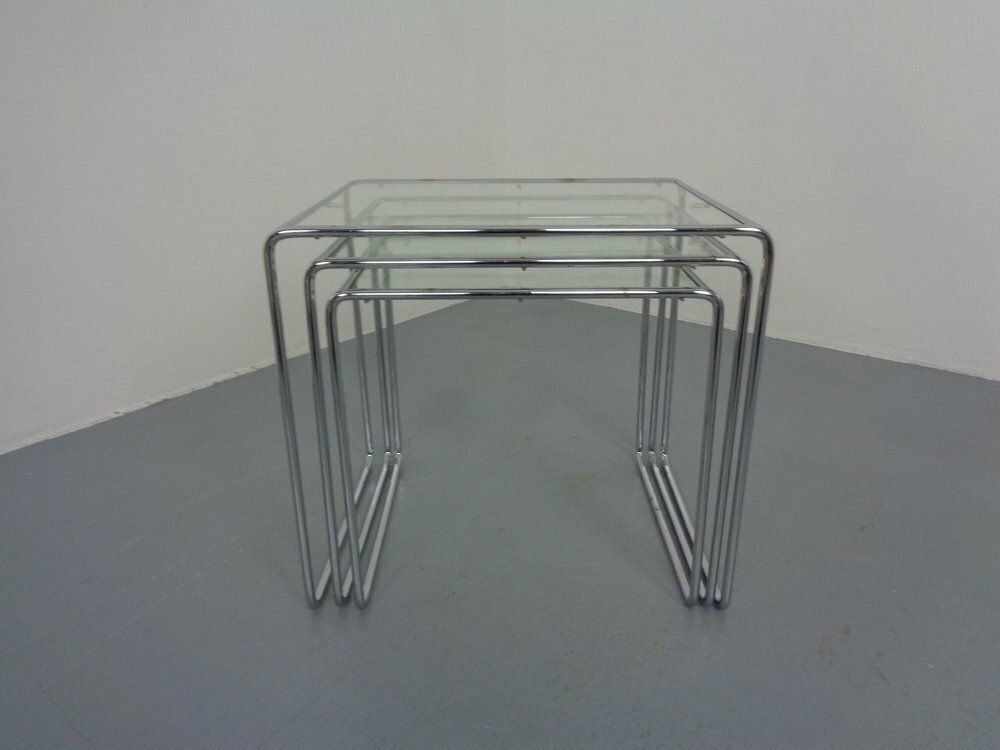 photo furniture Glass & Chrome Nesting Tables, 1960s, Set Of 3