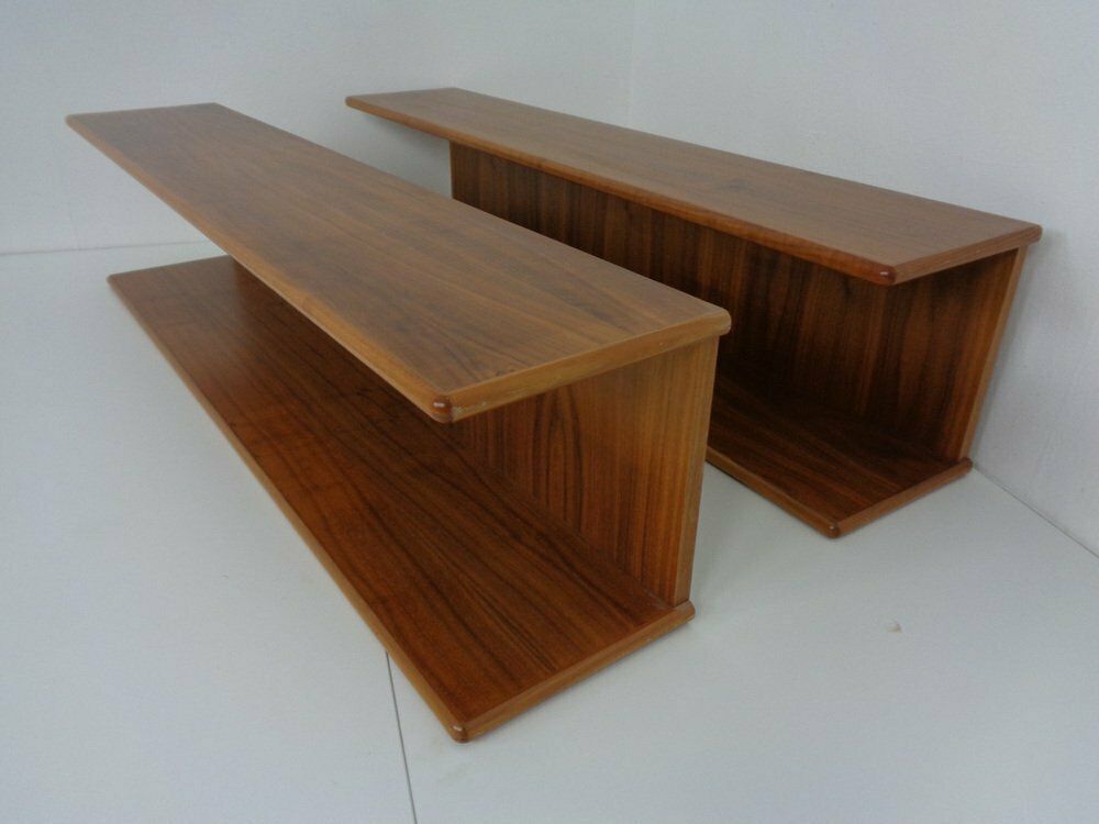 Large Danish Teak Wall Shelves, 1970s, Set Of 2 photo furniture