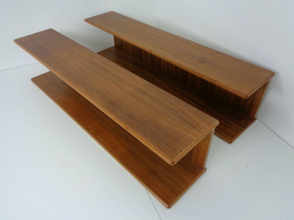 Large Danish Teak Wall Shelves, 1970s, Set Of 2 photo for sale