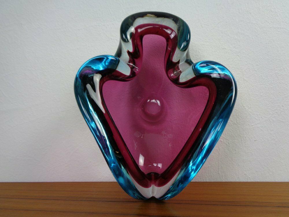 Home Decor Large Sommerso Murano Glass Ashtray By Flavio Poli, Italy, 1960s photo
