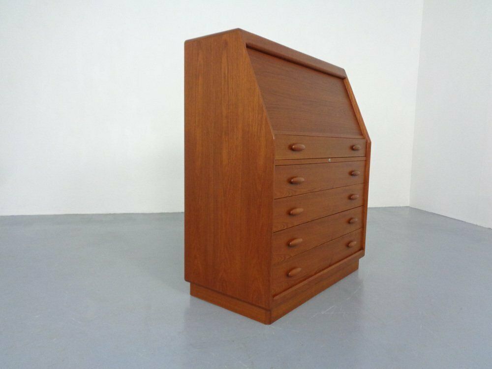 Teak Tambour Secretary From Dyrlund, 1960s photo Furniture