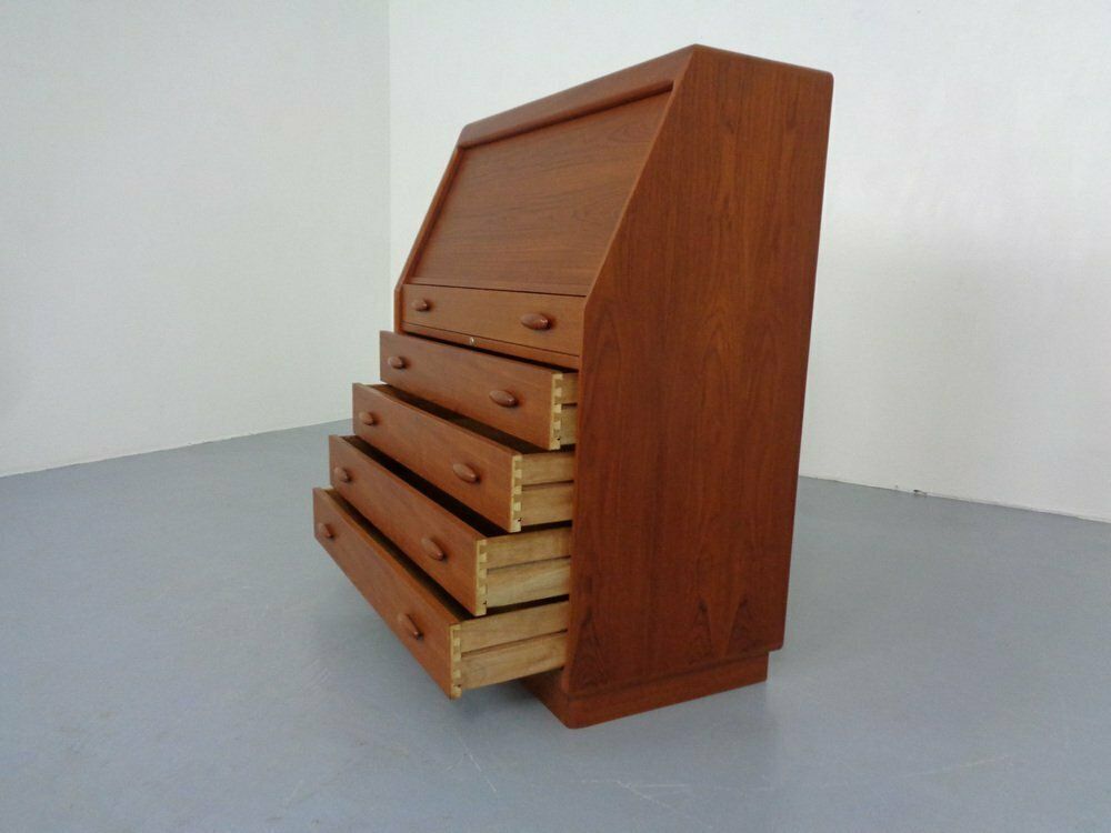 Teak Tambour Secretary From Dyrlund, 1960s photo vintage