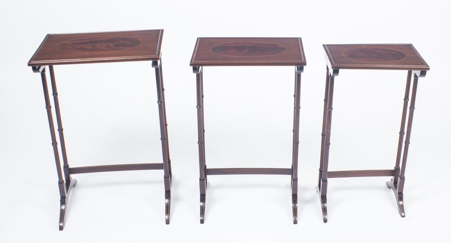 Victorian Mahogany & Inlaid  Nest Of 3 Tables C.1880 photo for sale